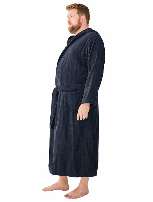 KingSize Men's Big and Tall Terry Velour Hooded Maxi Robe