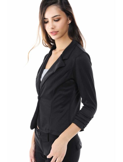 Women's Slim Fit One Button Office Knit Blazer Jacket,Made in USA Except for Striped Jacket (Small-3XL)