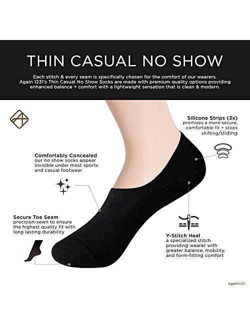 Again 1231 Women's 3-6 pairs Thin Casual Non-Slip No Show Ankle Socks