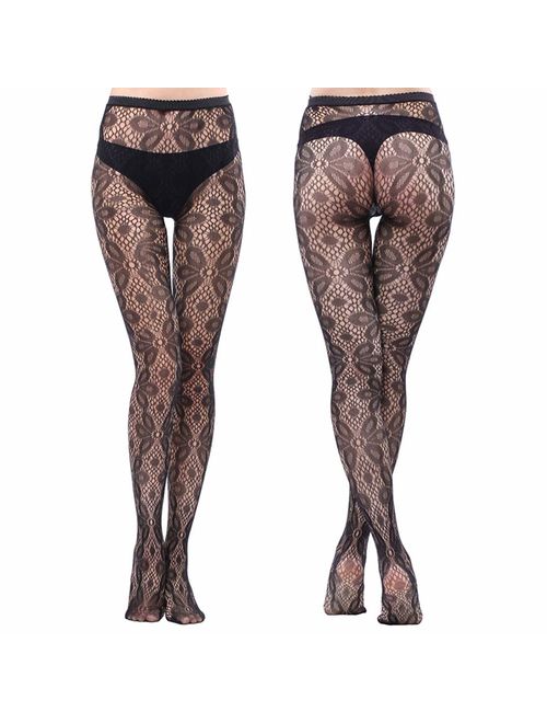 Buy HOVEOX 6 Pairs Lace Patterned Tights Fishnet Floral Stockings