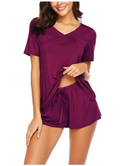 Women's Shorts Pajama Set Short Sleeve Sleepwear Nightwear Pjs S-XXL