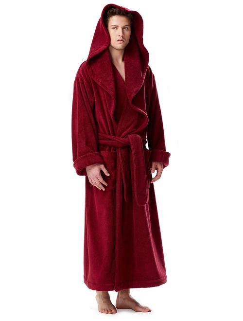 Arus Men's Big and Tall Long Monk Robe Hooded Full Length Turkish Cotton Bathrobe