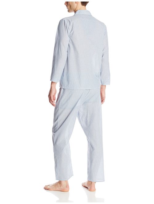 Geoffrey Beene Men's Striped Broadcloth Pajama Set