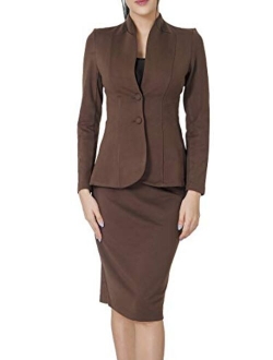 Marycrafts Women's Formal Office Business Work Jacket Skirt Suit Set