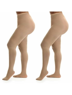 Silky Toes Womens Plus Size Opaque Microfiber Casual Tights- 1 or 2 Pairs