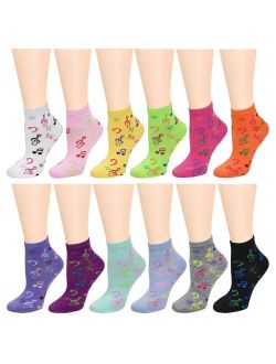 12-Pack Women's Ankle Socks Assorted Colors Size 9-11