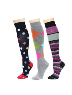 3 Pairs Dr. Motion Therapeutic Graduated Compression Women's Knee-hi Socks