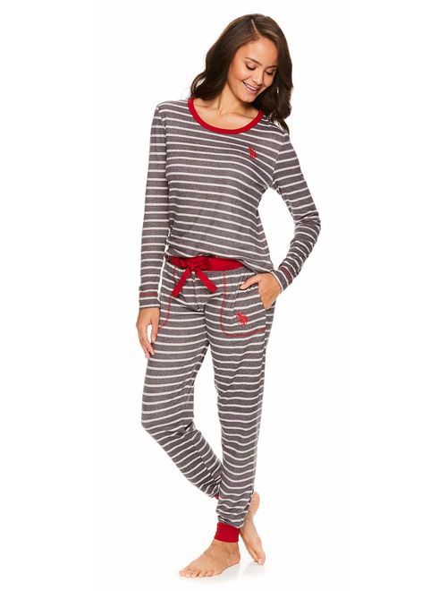 U.S. Polo Assn. Womens Long Sleeve Shirt with Cuffed Pajama Pants Sleep Set