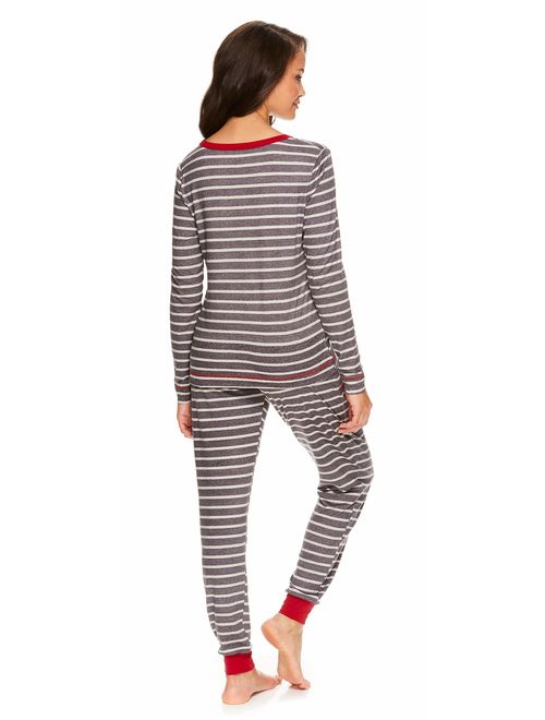 U.S. Polo Assn. Womens Long Sleeve Shirt with Cuffed Pajama Pants Sleep Set