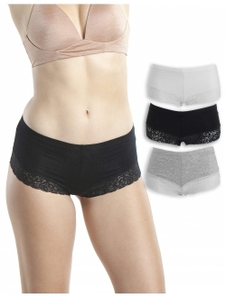 Emprella Women's Boyshort Panties Comfort Ultra-Soft Cotton Underwear (3-Pack)