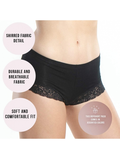Emprella Women's Boyshort Panties Comfort Ultra-Soft Cotton Underwear (3-Pack)