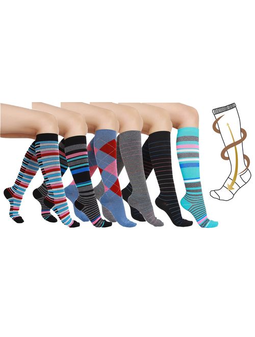 6 Pairs Women's Graduated Compression Trouser Socks 8-15mmHg