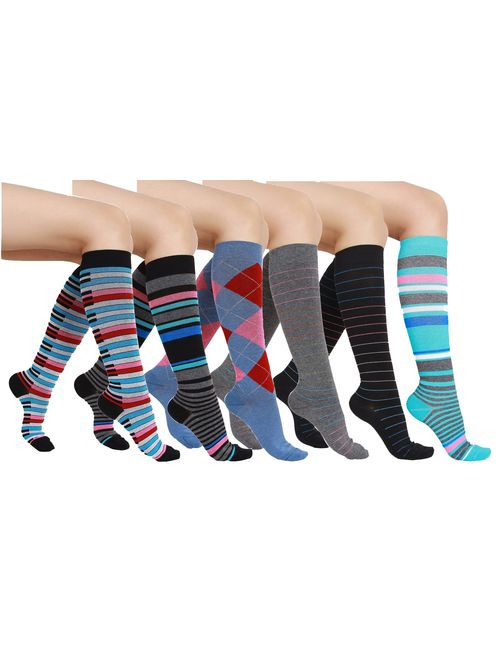 6 Pairs Women's Graduated Compression Trouser Socks 8-15mmHg