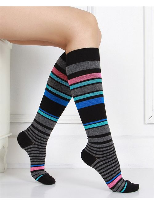 6 Pairs Women's Graduated Compression Trouser Socks 8-15mmHg