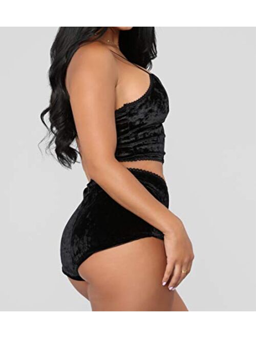 RUEWEY Women Sexy Strappy Babydoll Lingerie Satin Pajama Set Camisole with Shorts 2 Piece Sleepwear