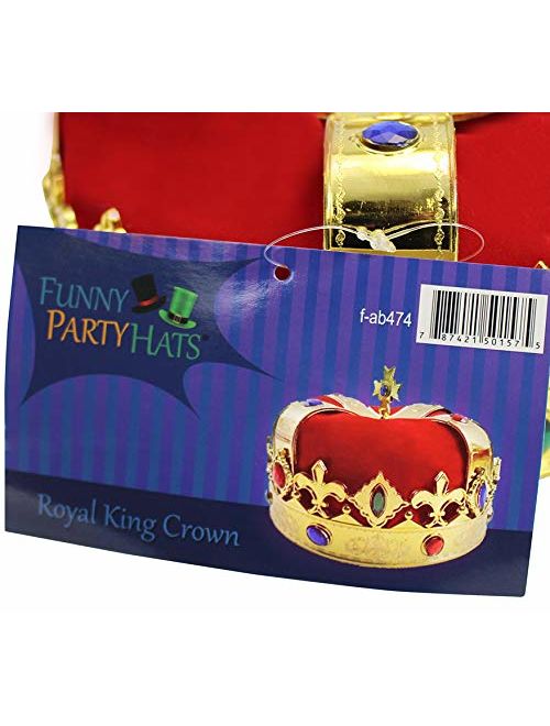 Funny Party Hats Name: Royal Jeweled King's Crown - Costume Accessory