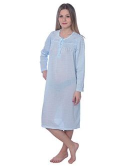Women's Floral Cotton Blend Long Sleeve Nightgown Available in Plus Size