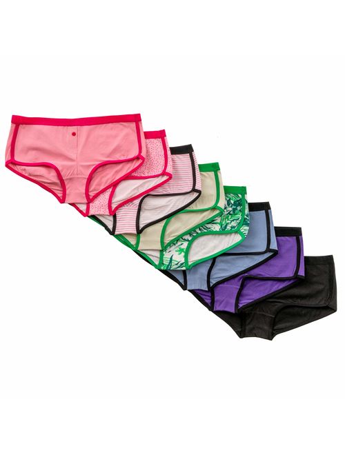 Alyce Intimates Womens Cotton Boyshort Panty, Pack of 8