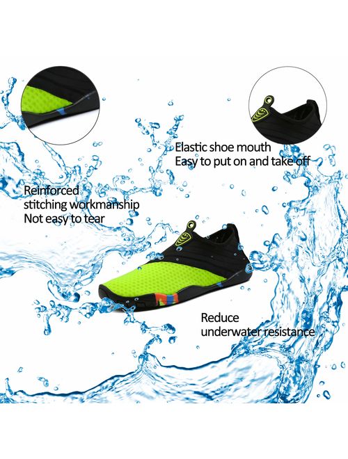 Aqua Water Sports Shoes for Men & Women Quick-Dry Surf Swim Shoes Barefoot Yoga Anti-Slip Socks with Mesh Upper
