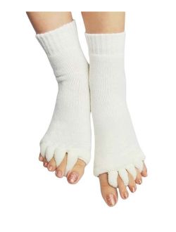 Minjie Lady Cotton Comfy Toes Foot Alignment Socks(1Pairs White)
