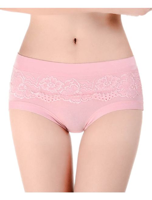 Buankoxy Women's 6 Pack Mid-Rise Stretch Bamboo Fiber Panties (Softer Than Cotton), Assorted Colors