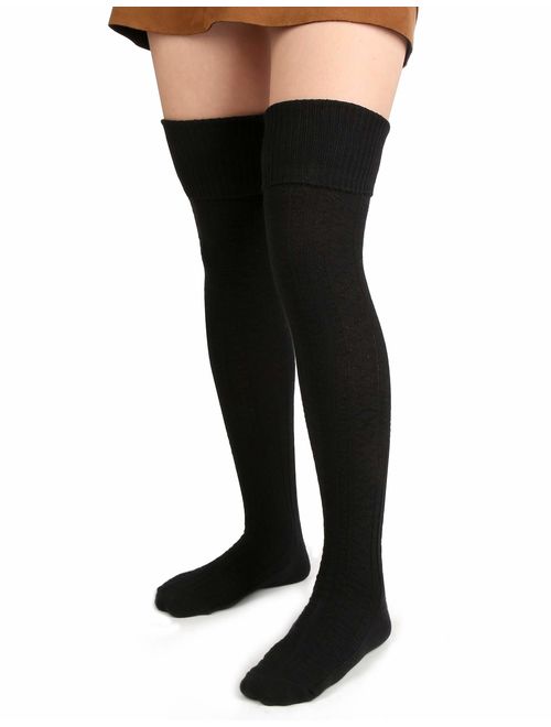 Women Thigh High Socks Extra Long Cotton Knit Warm Thick Tall Long Boot Stockings Leg Warmers 