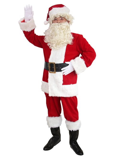 ADOMI Santa Suit 10pc. Plush Adult Costume