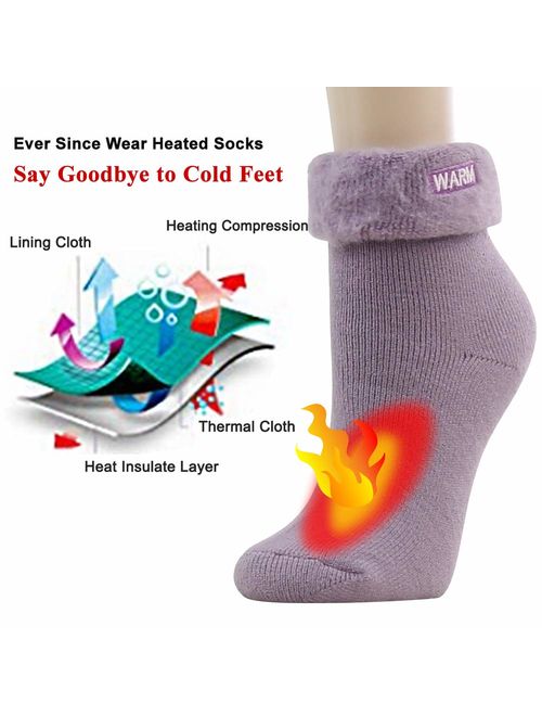 Warm Thermal Socks,SUTTOS Women's Thick Heat Insulated Socks,Warm Winter Crew Socks For Cold Weather 1/3/5 Pairs