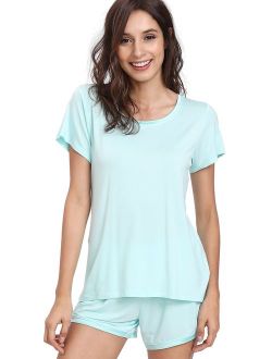 NEIWAI Women's Pajamas Set Bamboo Viscose Short Sleeve Sleepwear Pj Set S-4X