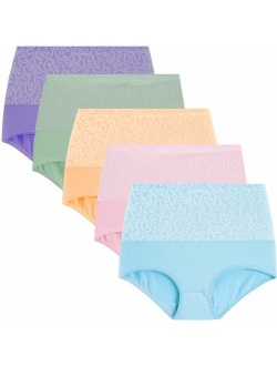 YaShaer Underwear Women High Waist Full Coverage Ladies Briefs Cotton Tummy Control Panties C-Section Recovery (5 Pack)