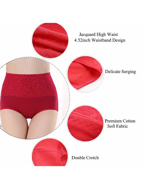 YaShaer Underwear Women High Waist Full Coverage Ladies Briefs Cotton Tummy Control Panties C-Section Recovery 5 Pack