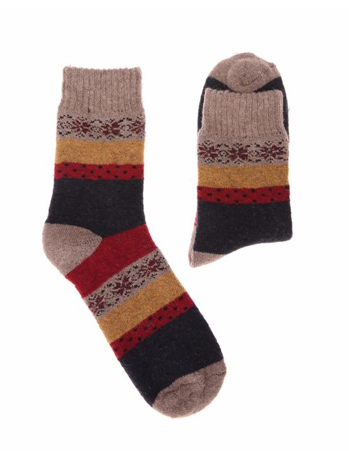Womens Wool Socks Thick Heavy Thermal Cabin Fuzzy Winter Warm Crew Socks For Cold Weather 5 Pack