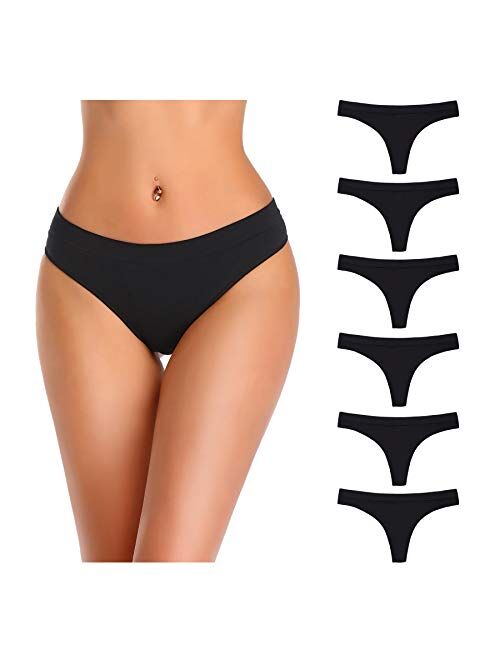 Buy Nowketon Thongs for Women, No Show Thong, Side Seamless, Spandex Nylon,  Pack of 6 online