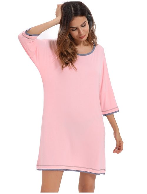 GYS Women's 3/4 Sleeve Scoop Neck Nightgown