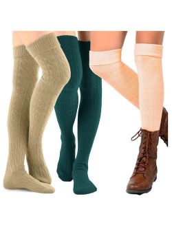 TeeHee Women's Fashion Over the Knee High Socks - 3 Pair Combo