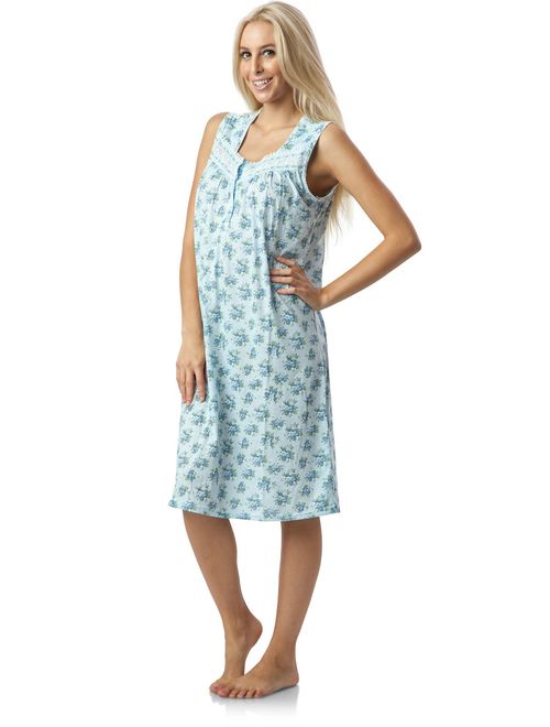 Casual Nights Women's Fancy Lace Trim Sleeveless Nightgown