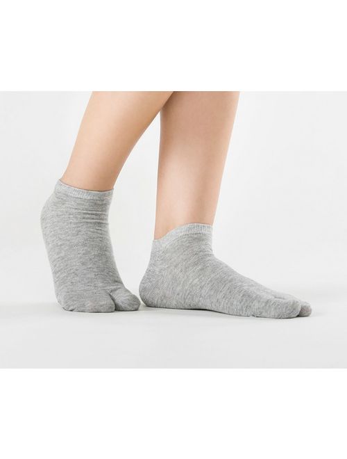 Women's Solid 2 Toe Flip Flop Tabi Socks Geta Ankle Cotton 5/6 Pairs