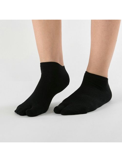 Women's Solid 2 Toe Flip Flop Tabi Socks Geta Ankle Cotton 5/6 Pairs