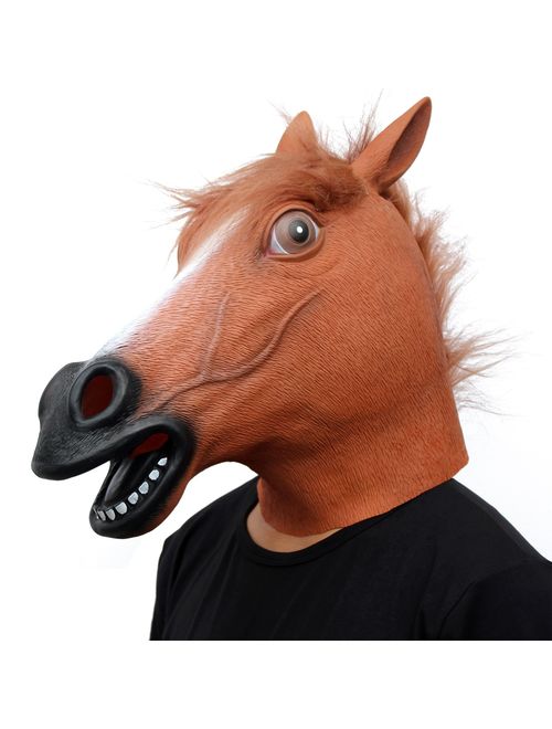 CreepyParty Novelty Halloween Costume Party Animal Head Mask Brown Horse