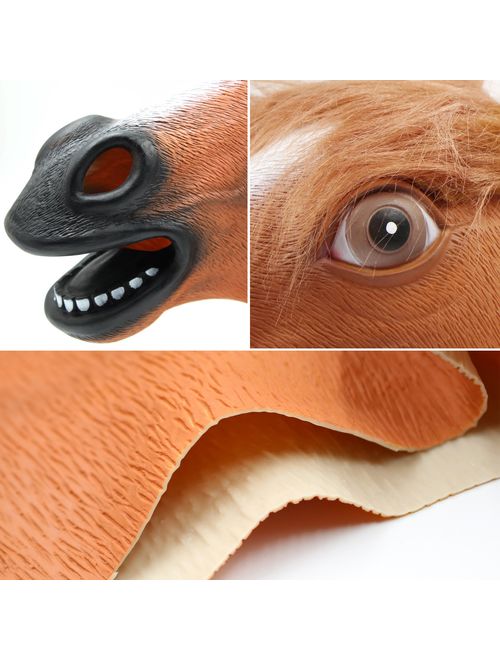 CreepyParty Novelty Halloween Costume Party Animal Head Mask Brown Horse