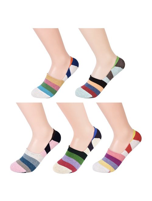 VBG VBIGER Women No Show Liner Socks No-slip Low Cut Casual Socks with Silicone Heel Grip