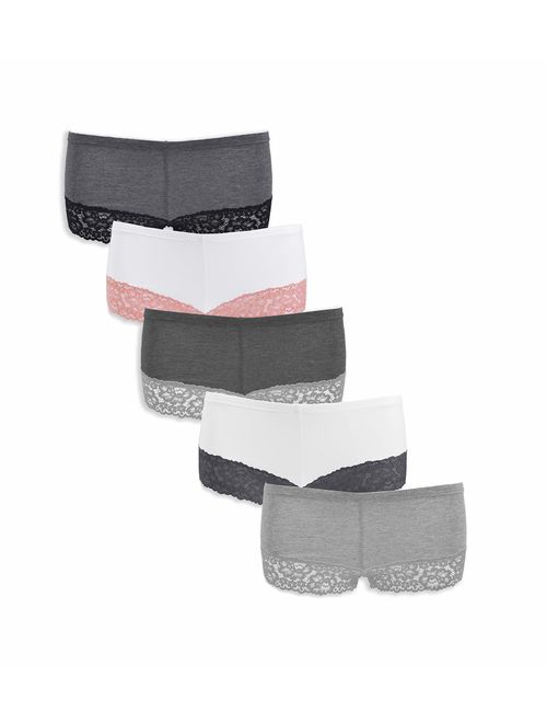 Boy Shorts Underwear for Women, Cotton Women's Panties Lace Boyshort Slip Pack