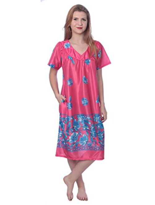 Women's Short Sleeve Housecoat Floral Duster Nightgown