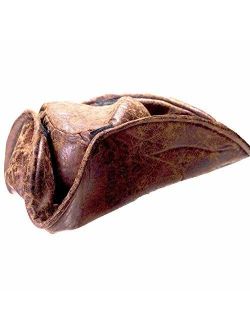 Brown Leatherette Tri-fold Pirate Hat Costume Accessory, Brown, Size One Size
