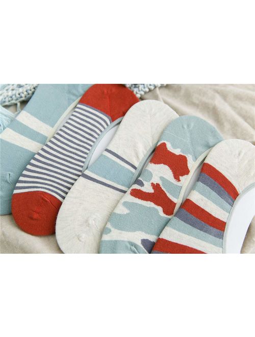 Womens 5 Pack Thin Casual No Show Socks Non Slip Flat Boat Liner Low Cut Ladies Invisible Footies Low Profile Socks