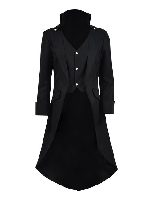 Buy Very Last Shop Mens Gothic Tailcoat Jacket Black Steampunk ...
