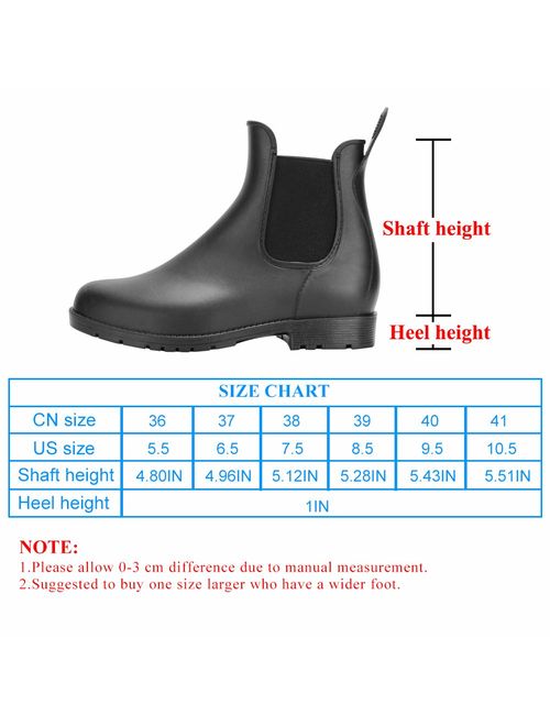 DAWAN Women's Anti-Slip Rain Boots Short GardenShoes Waterproof Chelsea Booties