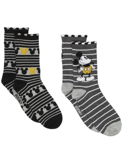 Mickey Mouse Womens 2 pack Socks (Big Kid/Teen/Adult)