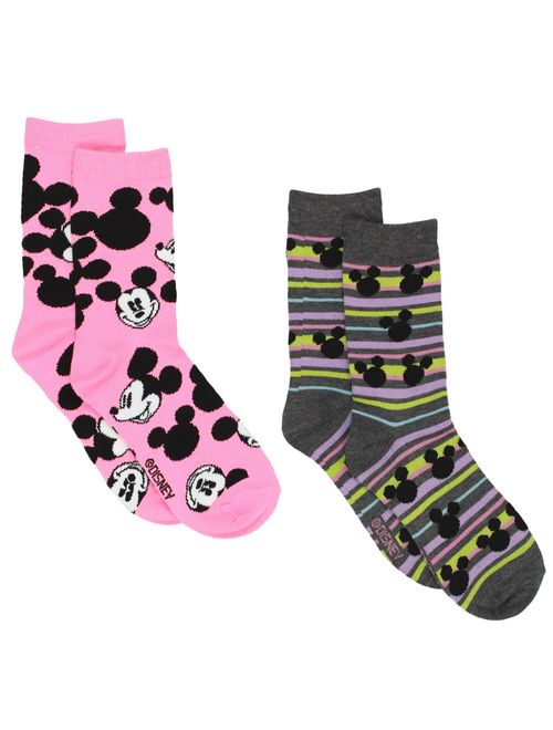 Disney Mickey Mouse Womens 2 pack Socks (Big Kid/Teen/Adult)