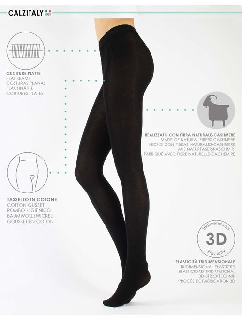 Cashmere Wool Tights | Warm Winter Pantyhose | Thick Tights | 150 Den | S M L Xl | Italian Hosiery